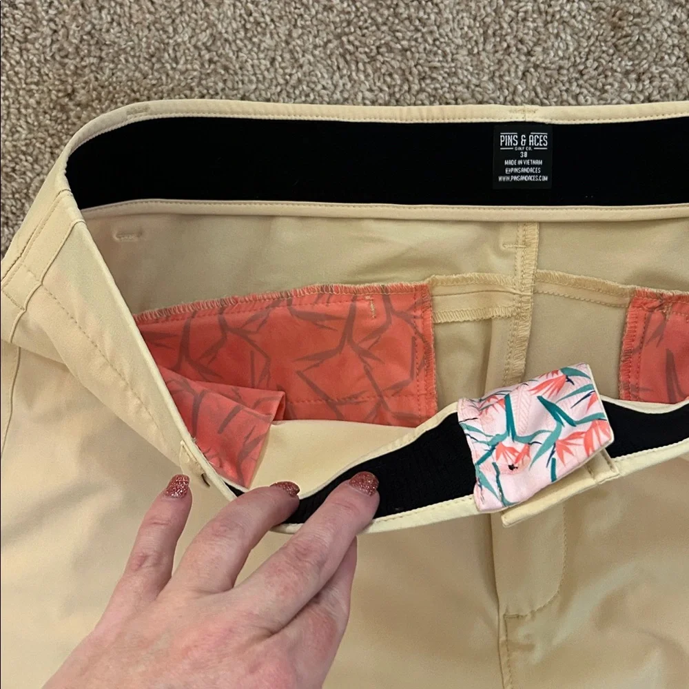 Pins & Aces Performance Stretch Golf Shorts - Yellow